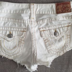 True Religion Joey White Cutoff Shorts